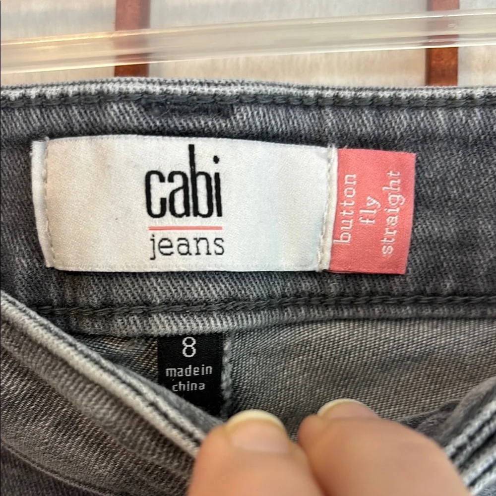 Cabi Button Fly Straight Women's Gray Jeans, 8 - Picture 3 of 9